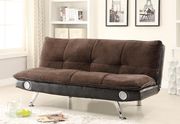 Brown padded texturized velvet sofa bed main photo