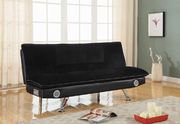 Casual black sofa bed in black velvet/leatherette main photo