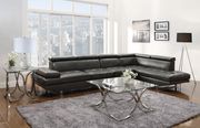 Black leather contemporary metal legs sectional main photo