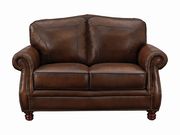 Traditional hand rubbed leather brown loveseat