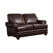 Traditional brown leather loveseat main photo