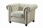 Traditional button tufted chair w/ rolled back/arms main photo