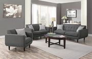 Linen-like gray fabric retro style sofa main photo