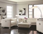 Contemporary pearl white leatherette sofa