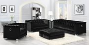 Contemporary glam style black velvet sofa main photo