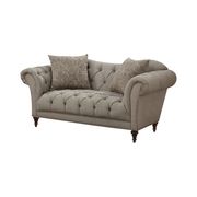 Classic rolled arm loveseat in light brown fabric main photo
