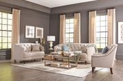 Linen-like stone gray fabric classic tufted sofa set