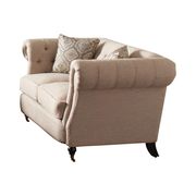 Classic style oatmeal linen fabric tufted loveseat main photo