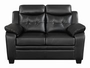 Black leatherette loveseat in casual style