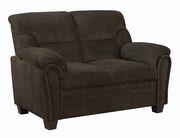 Brown chenille fabric casual style loveseat