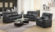 Black leatherette casual style sofa main photo