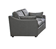 Loveseat, soft textured gray top grain leather upholstery