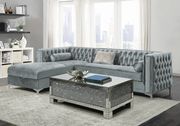 Bellaire (Silver) Glam style tufted gray fabric sectional