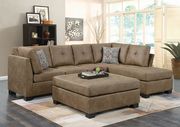 Transitional style golden brown microfiber sectional main photo
