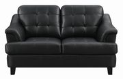 Snow black leatherette casual style loveseat main photo