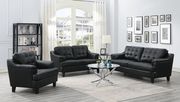 Snow black leatherette casual style sofa main photo