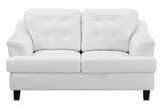 Snow white leatherette casual style loveseat main photo
