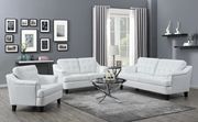 Snow white leatherette casual style sofa main photo