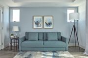 Blue linen-like fabric sofa bed / sleeper sofa main photo
