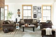 Dark brown microfiber nailhead trim classic sofa main photo