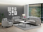 Woven gray fabric grid tufting style sofa main photo