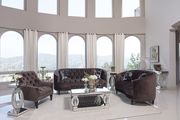 Traditional brown velvet tufted curved back sofa main photo
