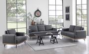Kester (Charcoal) Charcoal gray faux linen fabric contemporary sofa