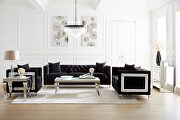 Sofa upholstered in a luxurious black velvet