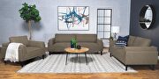 Upholstered track arms sofa in brown woven fabric main photo