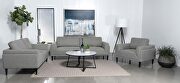 Upholstered track arms sofa in gray woven fabric main photo
