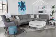 Gray low pile chenille upholstery modern two piece sectional