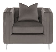 Tufted tuxedo arms chair in urban bronze fabric