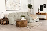 Blaine (Sand) Upholstered reversible sectional sofa in sand fabric