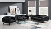Track arms sofa with tapered legs in black leatherette main photo