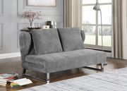 Velvet gray fabric sofa bed w/ chrome legs main photo