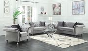 Glamourous silver velvet sofa w/ crystal tufts