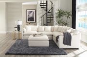 Light cream fabric modular sectional sofa