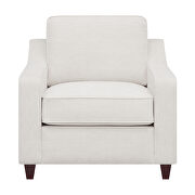 Chair, upholstered in soft low pile textured beige chenille