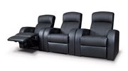 Cyrus Black leather theater 3-seater recliner