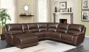 Reclining sectional sofa in chocolate brown leather main photo
