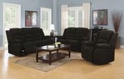 Dark brown fabric reclining sofa in casual style