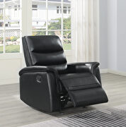 Glider recliner upholstered in black performance-grade leatherette main photo