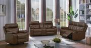 Brown leatherette recliner sofa in casual style