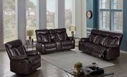 Casual dark brown leatherette motion sofa main photo