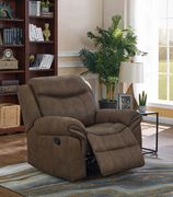 Transitional taupe glider recliner