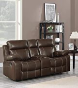 Myleene chestnut leather reclining loveseat