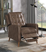 Push (Brown) Brown finish microfiber leather upholstery push back recliner