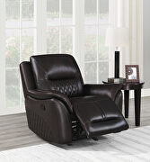 Dark brown finish genuine top grain leather upholstery glider recliner chair