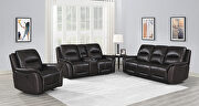 Dark brown finish genuine top grain leather upholstery motion sofa main photo