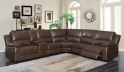 6 pc power sectional in brown leatherette main photo